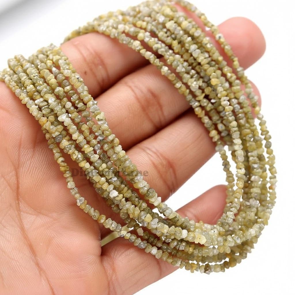 15 Inch Strand Natural Yellow Rough Diamond Beads 2-3.5 mm