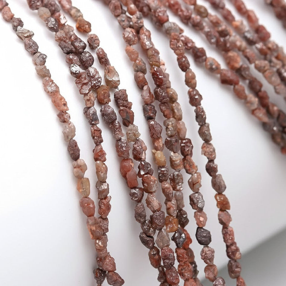 15 Inch Strand Natural Raw Red Rough Diamond Beads 2-3mm