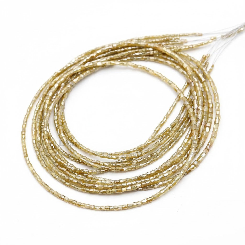 AAA+ 15 Inch Strand Beads  Grade Natural Faceted Yellow Diamond Tube Beads