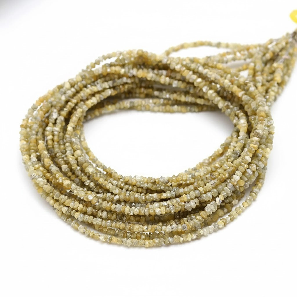 15 Inch Strand Natural Yellow Rough Diamond Beads 2-3.5 mm