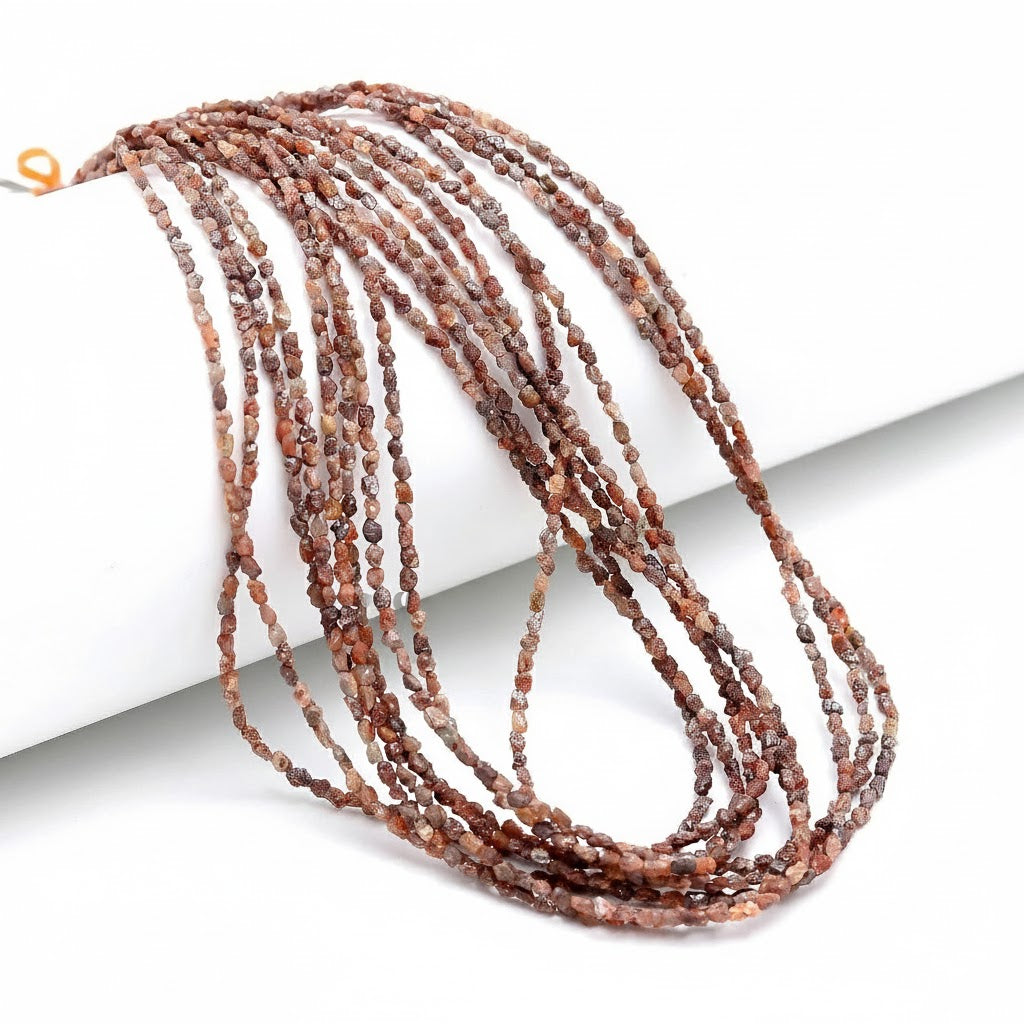 15 Inch Strand Natural Raw Red Rough Diamond Beads 2-3mm