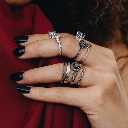 The V stack Black Diamond Band 14k Gold - Blackdiamond