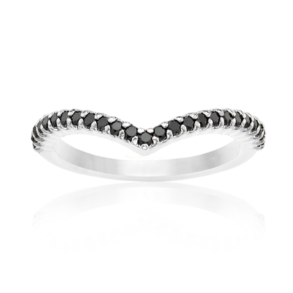 The V stack Black Diamond Band 14k Gold - Blackdiamond