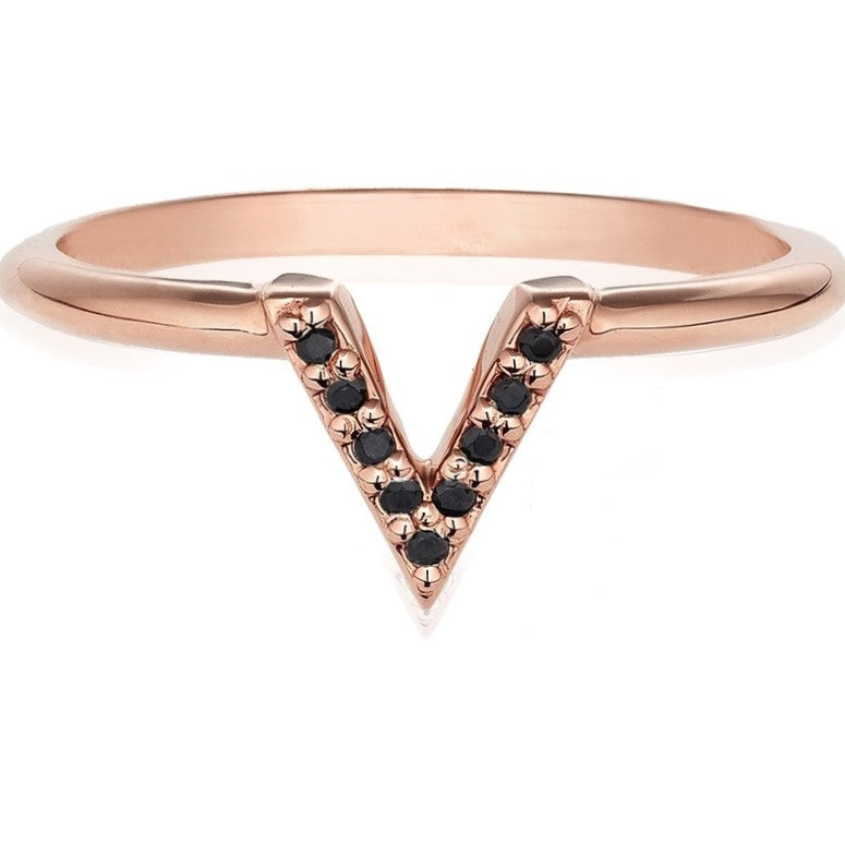 Black Diamond V Shape Ring