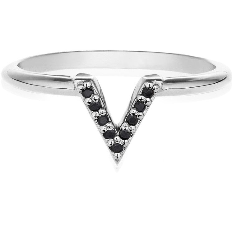 Black Diamond V Shape Ring