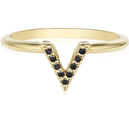 Black Diamond V Shape Ring