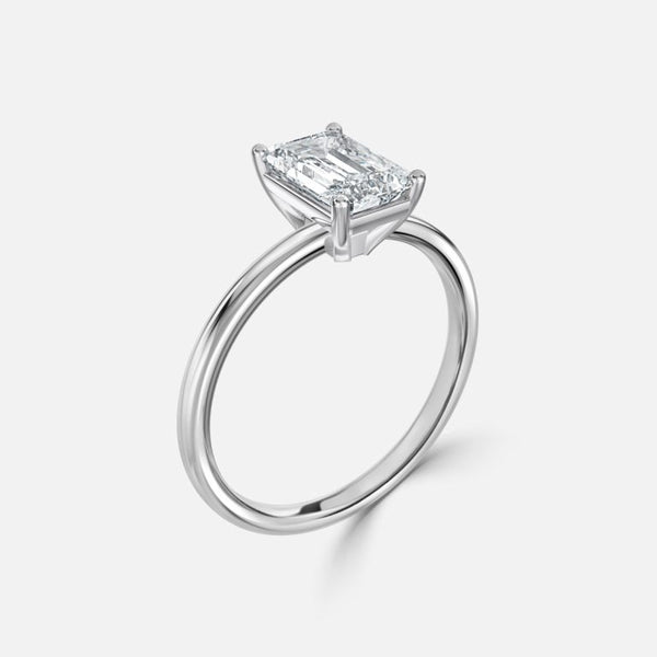 Deltic Emerald Solitaire Engagement Ring 14K / 18K Solid Gold