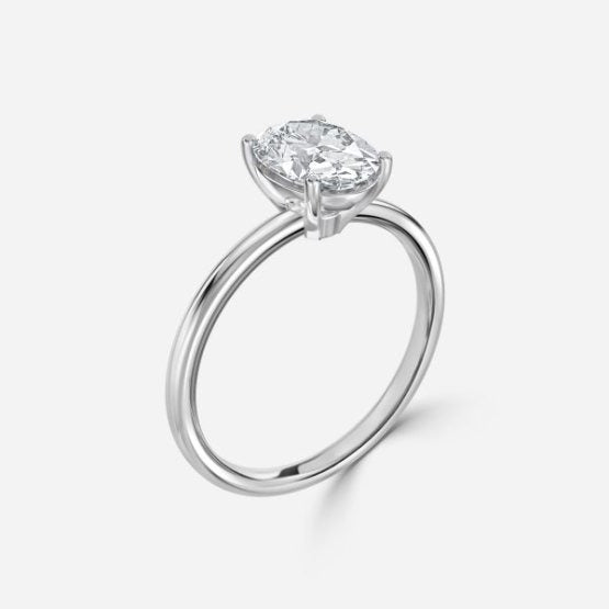 Deltic Oval Solitaire Engagement Ring 14K / 18K Solid Gold