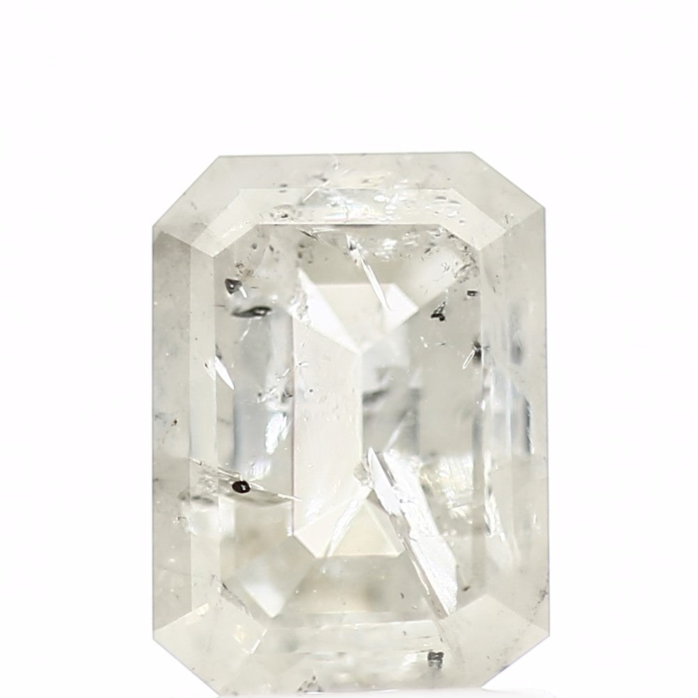 1.34 Carat Natural Emerald Cut White Salt and Pepper Diamond 7.41 MM - Blackdiamond