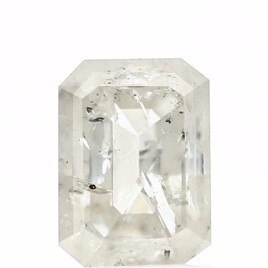 1.34 Carat Natural Emerald Cut White Salt and Pepper Diamond 7.41 MM