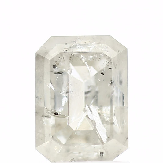 1.34 Carat Natural Emerald Cut White Salt and Pepper Diamond 7.41 MM - Blackdiamond