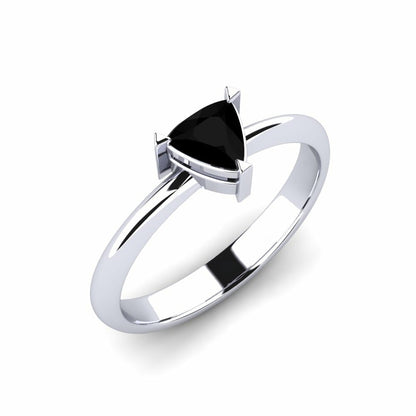 0.55 Carat Natural Trillion Shape Black Diamond Engagement Ring