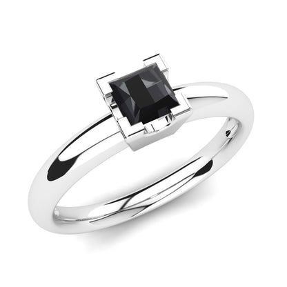 0.45 Carat Solitaire Princess Cut Black Diamond Engagement Ring