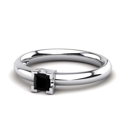 0.45 Carat Solitaire Princess Cut Black Diamond Engagement Ring