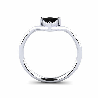 0.50 Carat Natural Trillion Black Diamond 14K Gold Engagement Ring