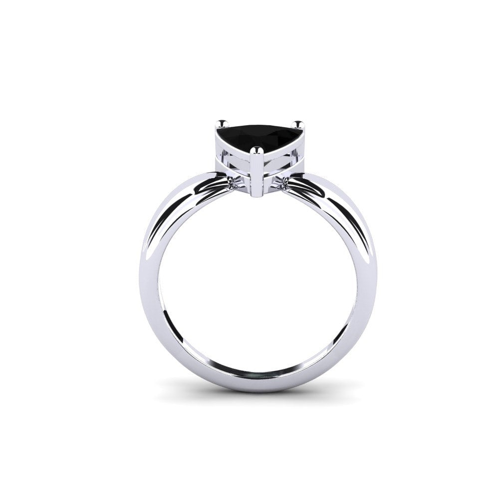 1.21 Carat Natural Trillion Luxury Black Diamond Engagement Ring