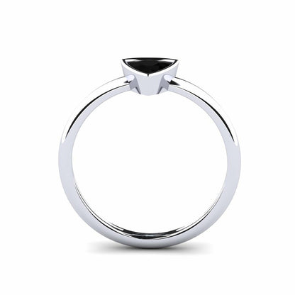 0.50 Carat Trillion Black Diamond Bezel Engagement Ring