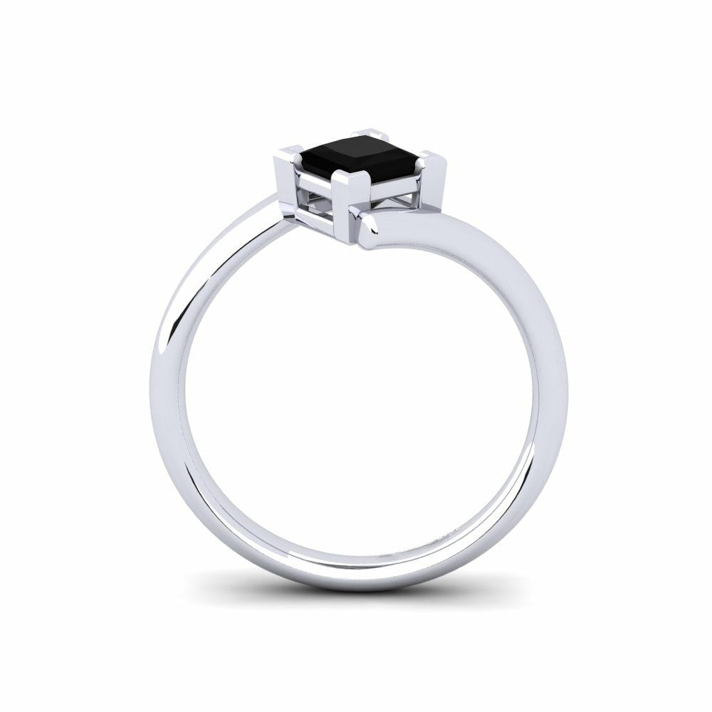 1 Carat Solitaire Princess Cut Black Diamond Engagement Ring