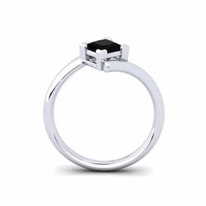 1 Carat Solitaire Princess Cut Black Diamond Engagement Ring