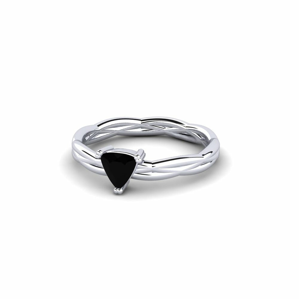 0.55 Carat Natural Trillion Black Diamond Solid Gold Engagement Ring