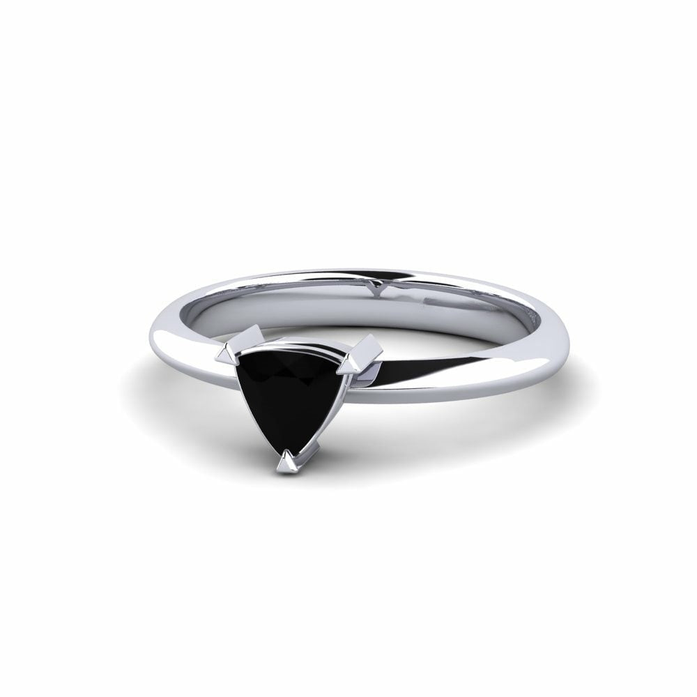 0.55 Carat Natural Trillion Shape Black Diamond Engagement Ring