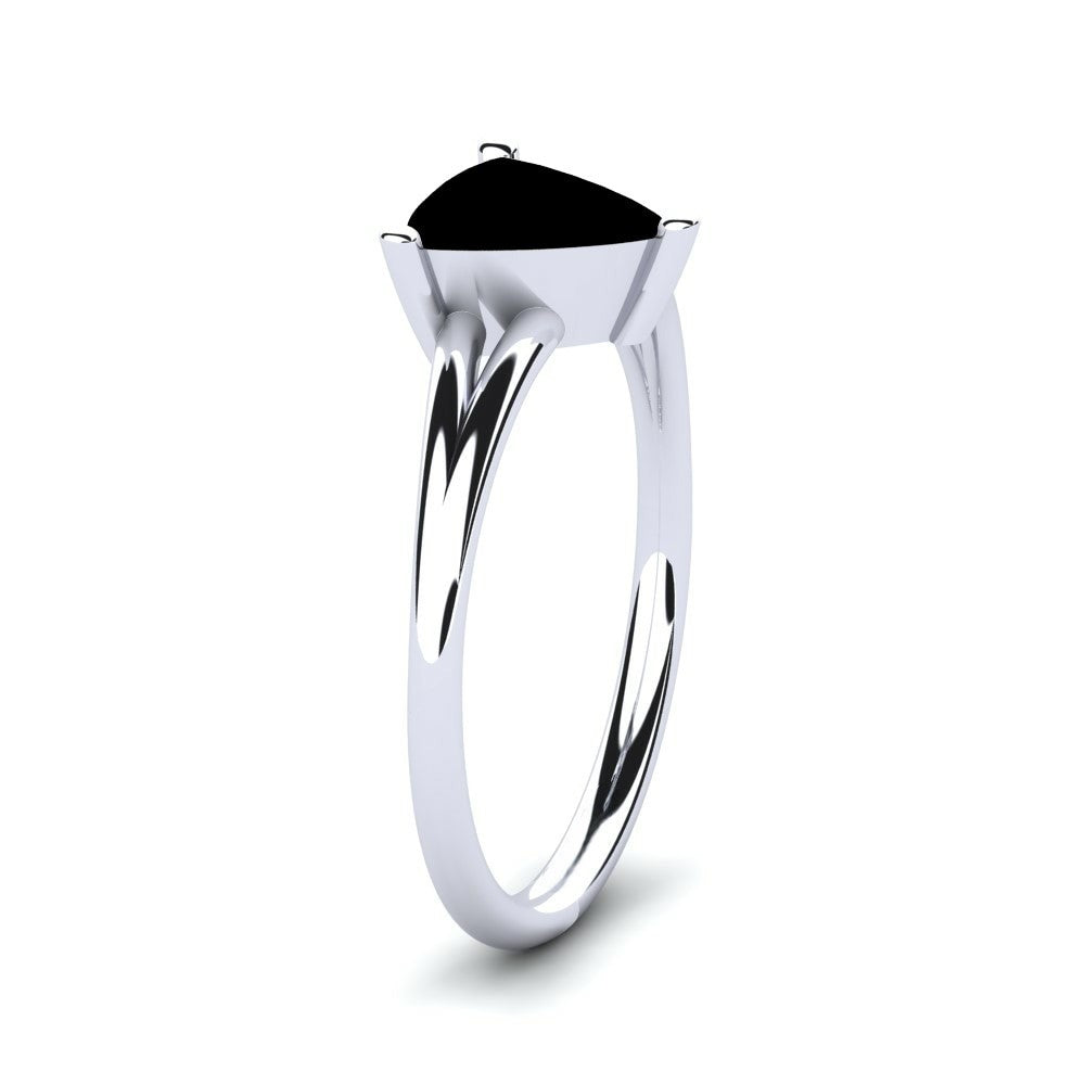 1.25 Carat Trillion Cut Black Diamond Engagement Ring