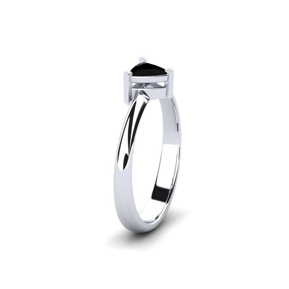 0.55 Carat Natural Trillion Shape Black Diamond Engagement Ring