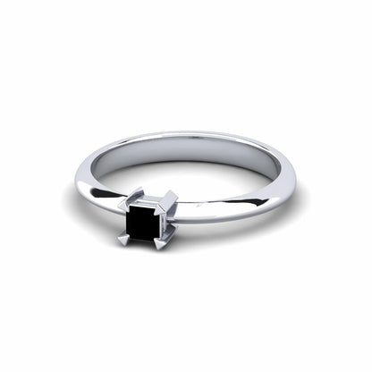 0.20 Carat Black Princess Cut Diamond Ring In Yellow Gold Zembi