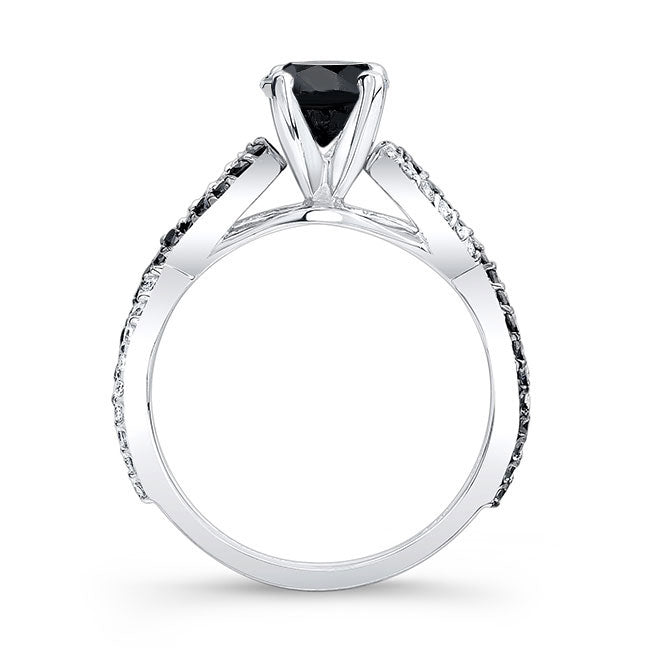 Round Black Diamond Infinity Ring 14K White Gold - Blackdiamond