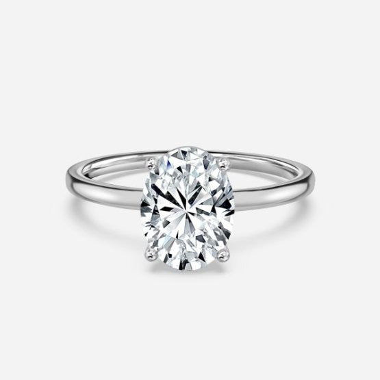 Deltic Oval Solitaire Engagement Ring 14K / 18K Solid Gold