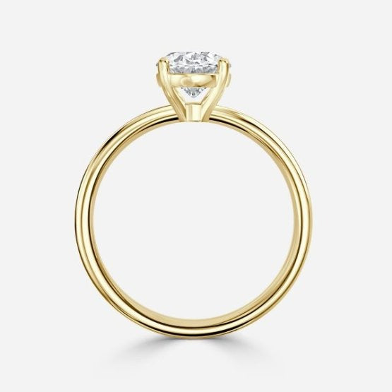 Deltic Oval Solitaire Engagement Ring 14K / 18K Solid Gold