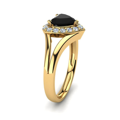 Heart Black Engagement Ring Juliana 14K Yellow Gold