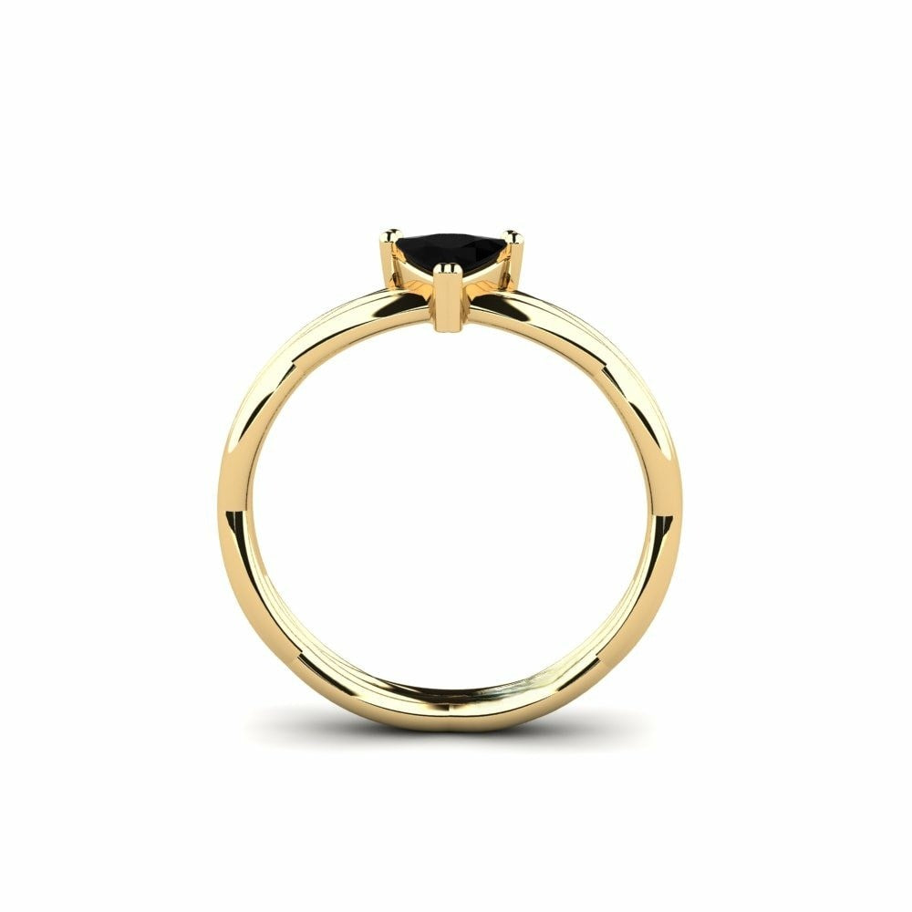 0.55 Carat Natural Trillion Black Diamond Solid Gold Engagement Ring