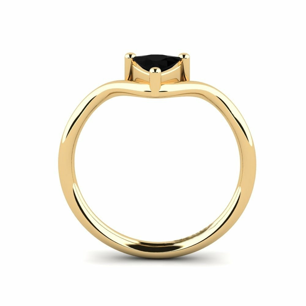 0.50 Carat Natural Trillion Black Diamond 14K Gold Engagement Ring