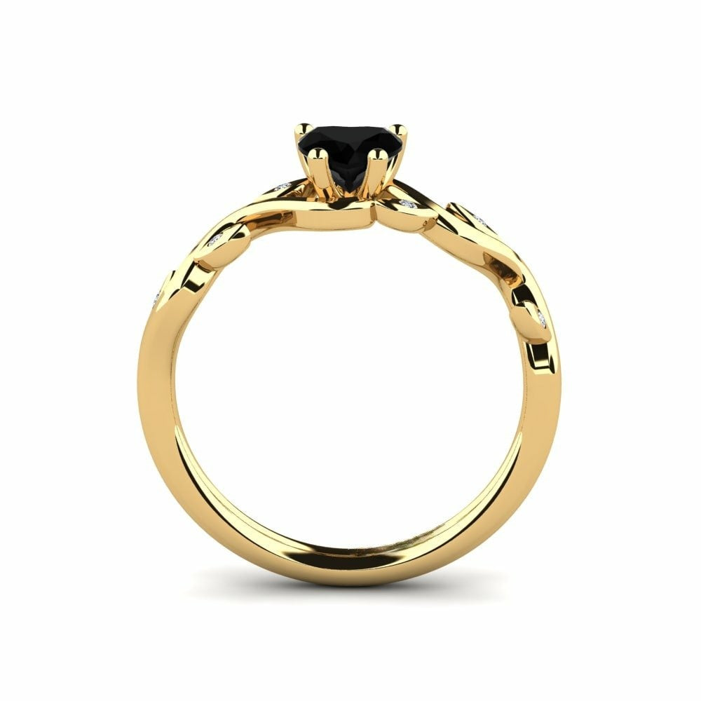 Heart Black Engagement Ring Celeste 14K Yellow Gold