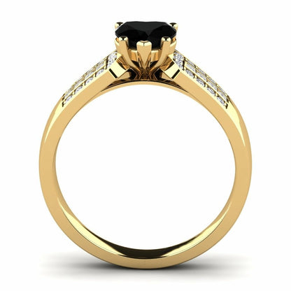 Heart Black Engagement Ring Eliza 14K Yellow Gold