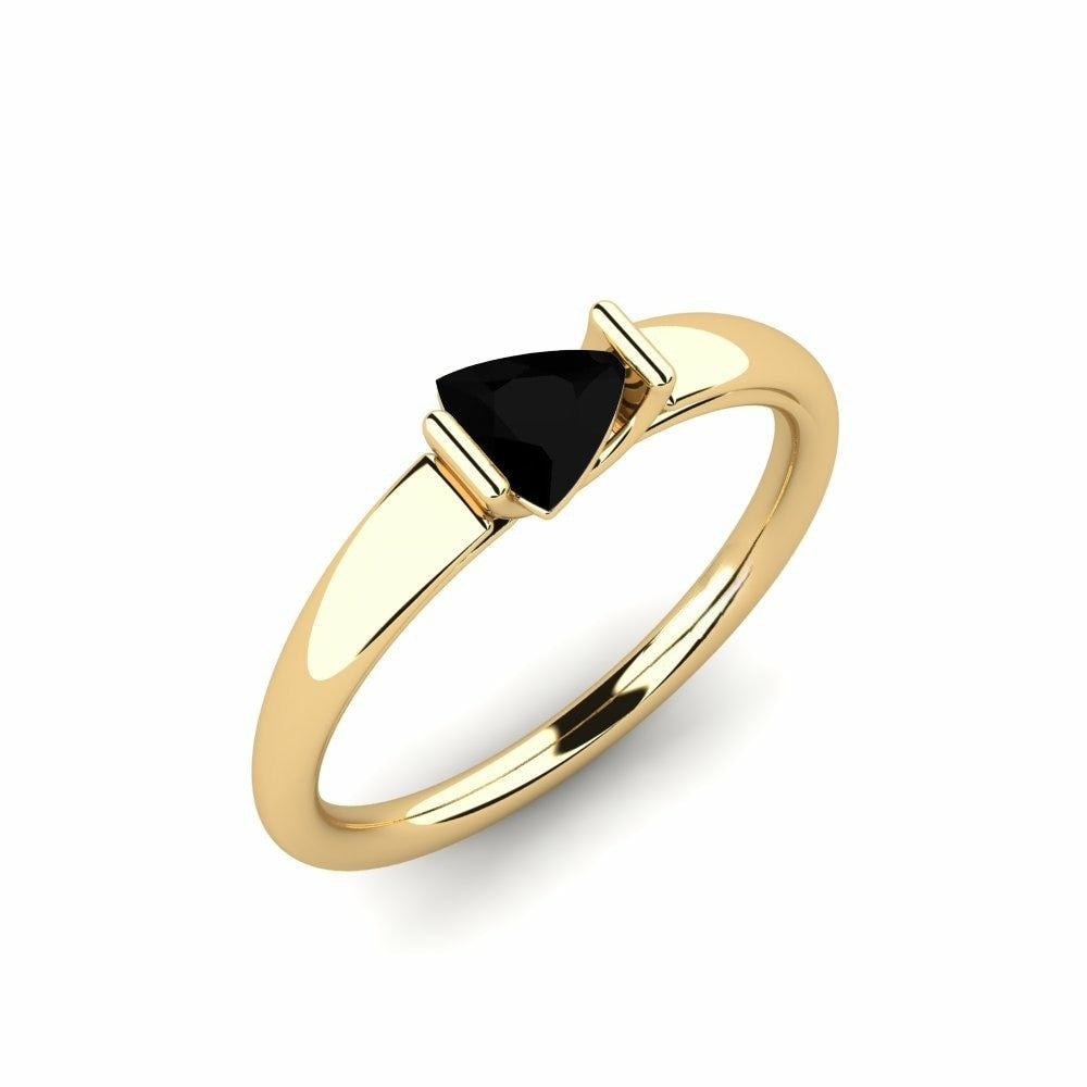 0.55 Carat Natural Trillion Black Diamond 14K Solid Gold Engagement Ring