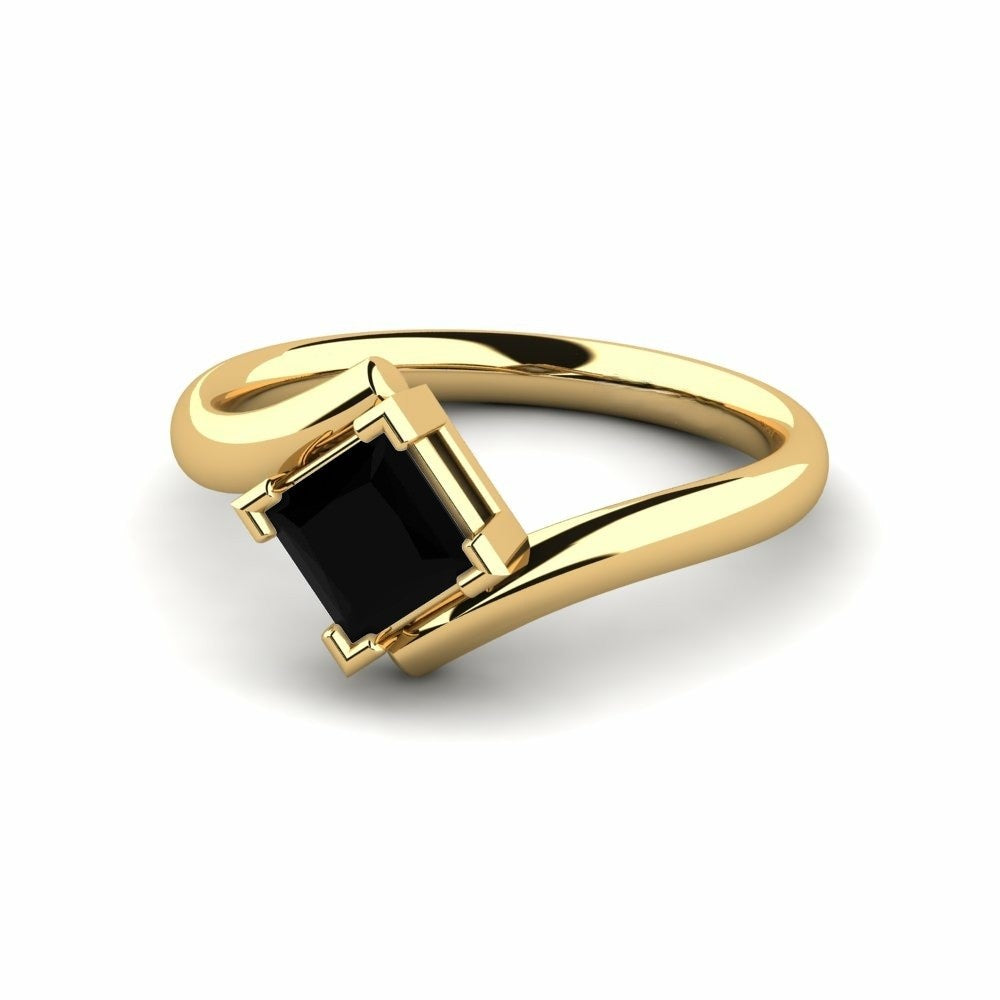 1 Carat Solitaire Princess Cut Black Diamond Engagement Ring