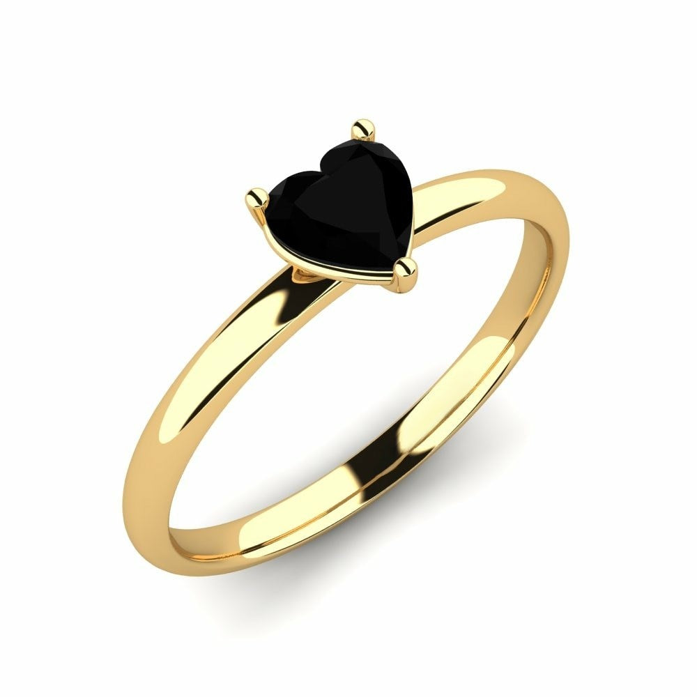 0.45 Carat Black Diamond Heart Ring Cameron 14K Yellow Gold