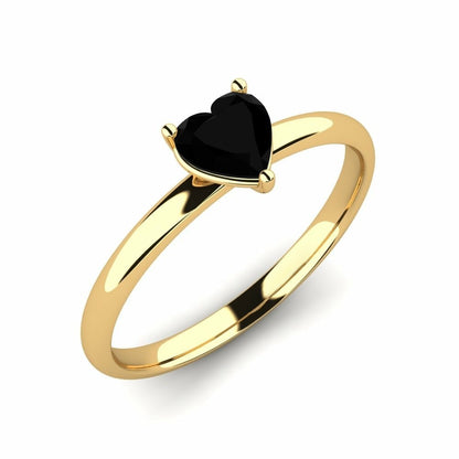 0.45 Carat Black Diamond Heart Ring Cameron 14K Yellow Gold