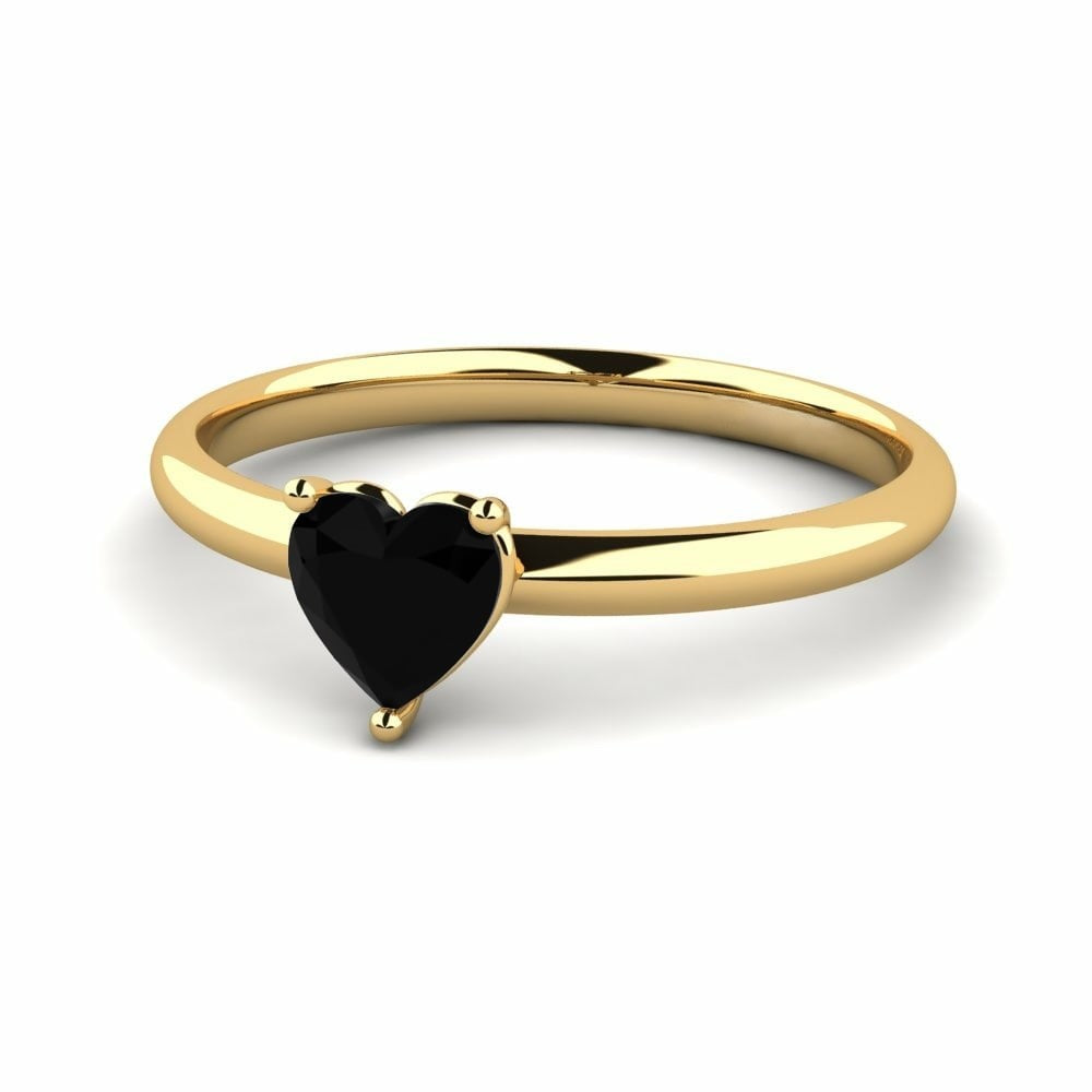 0.45 Carat Black Diamond Heart Ring Cameron 14K Yellow Gold