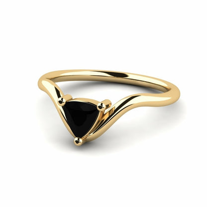 0.50 Carat Natural Trillion Black Diamond 14K Gold Engagement Ring