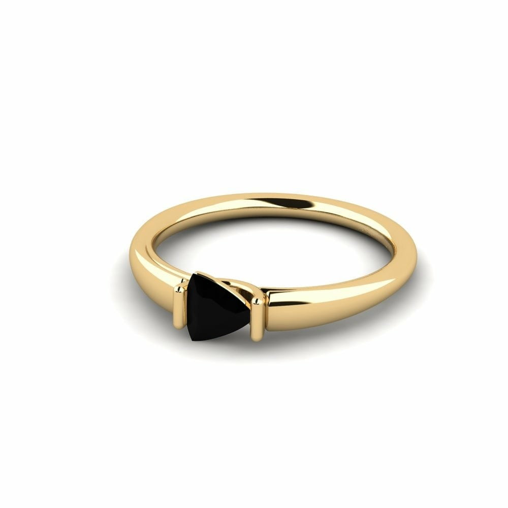 0.55 Carat Natural Trillion Black Diamond 14K Solid Gold Engagement Ring