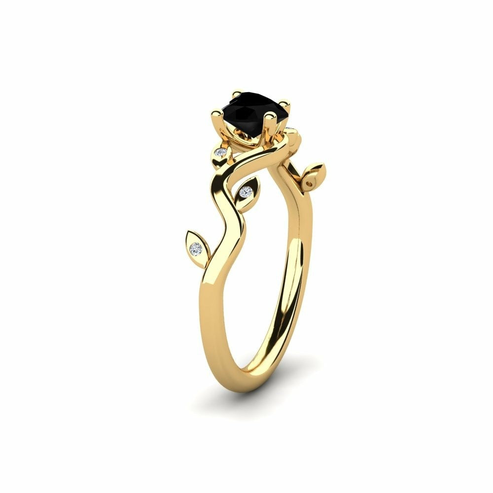 Heart Black Engagement Ring Celeste 14K Yellow Gold