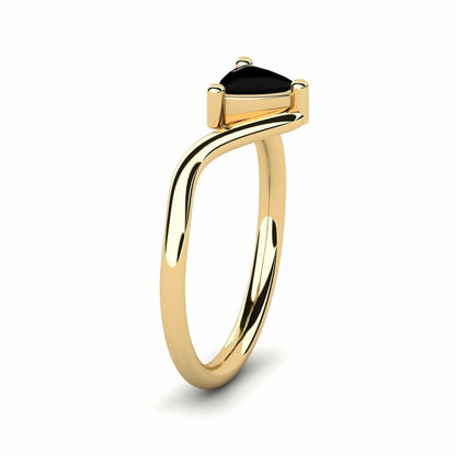 0.50 Carat Natural Trillion Black Diamond 14K Gold Engagement Ring