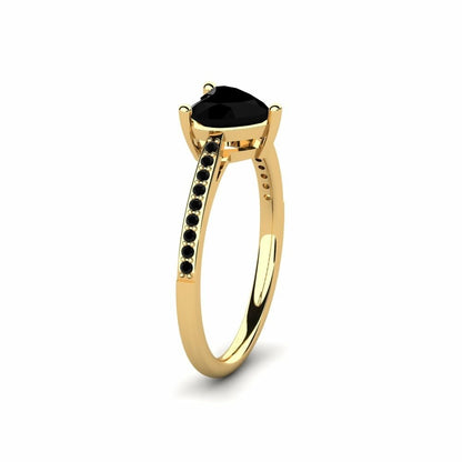 Heart Black Engagement Ring Daria 14K Yellow Gold