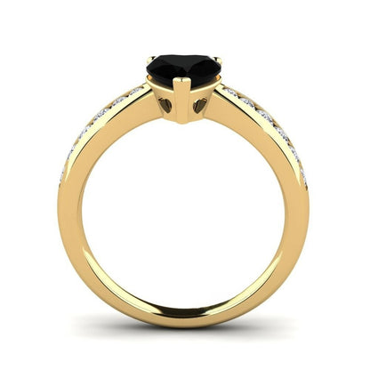 Black Diamond Heart Engagement Ring Natalie 14K Yellow Gold