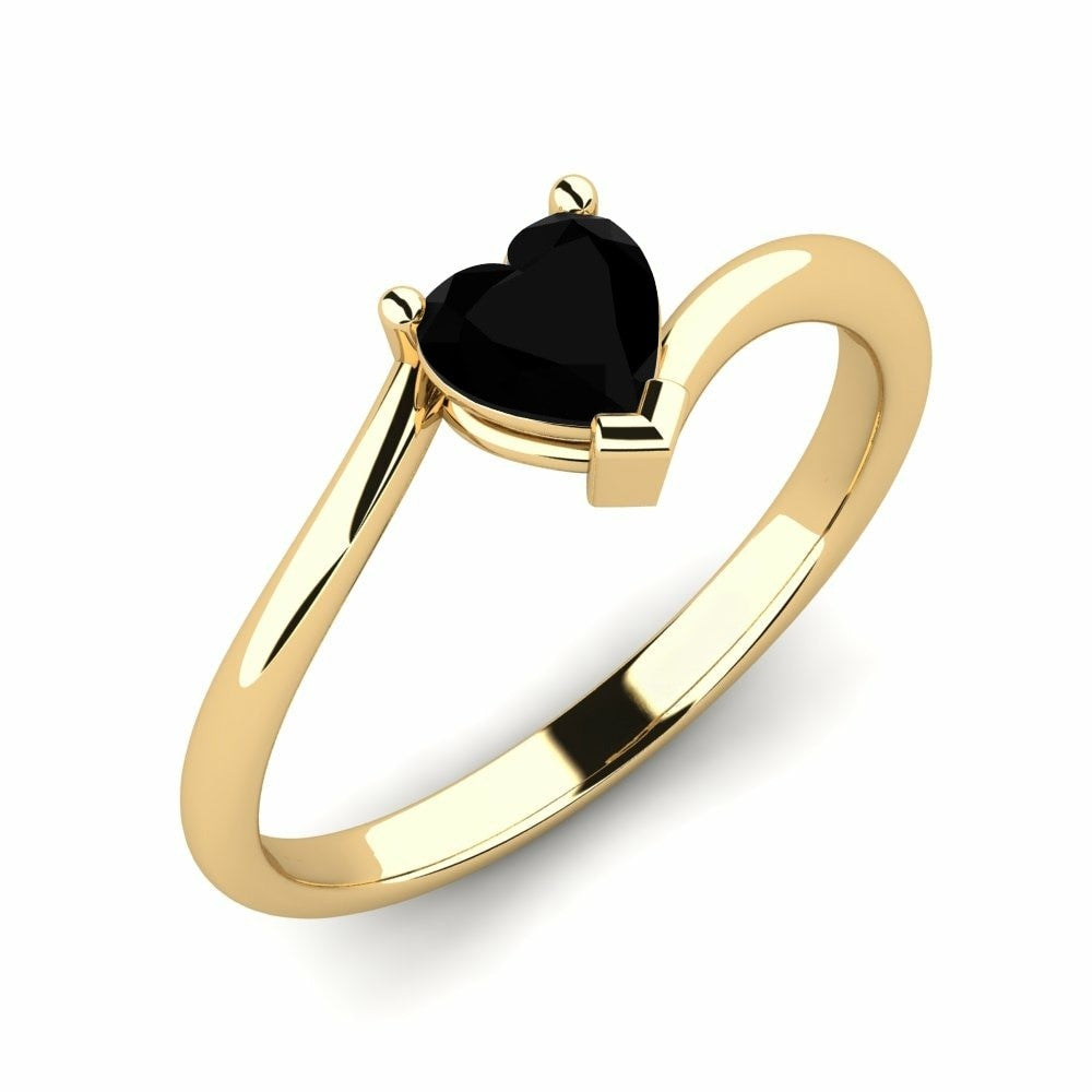 0.45 Carat Black Diamond Heart Ring Soulshine 14K Yellow Gold