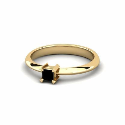 0.20 Carat Black Princess Cut Diamond Ring In Yellow Gold Zembi