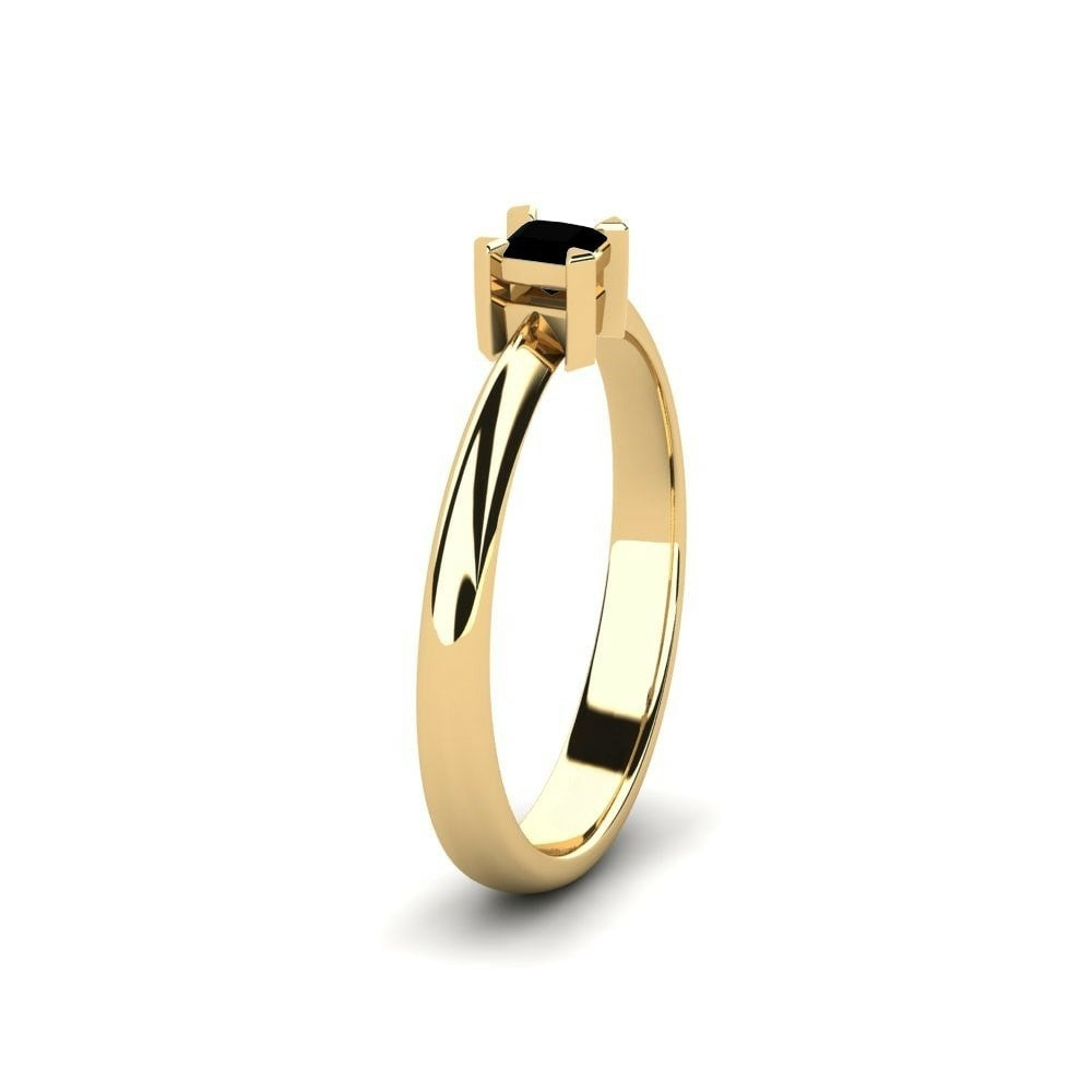 0.20 Carat Black Princess Cut Diamond Ring In Yellow Gold Zembi